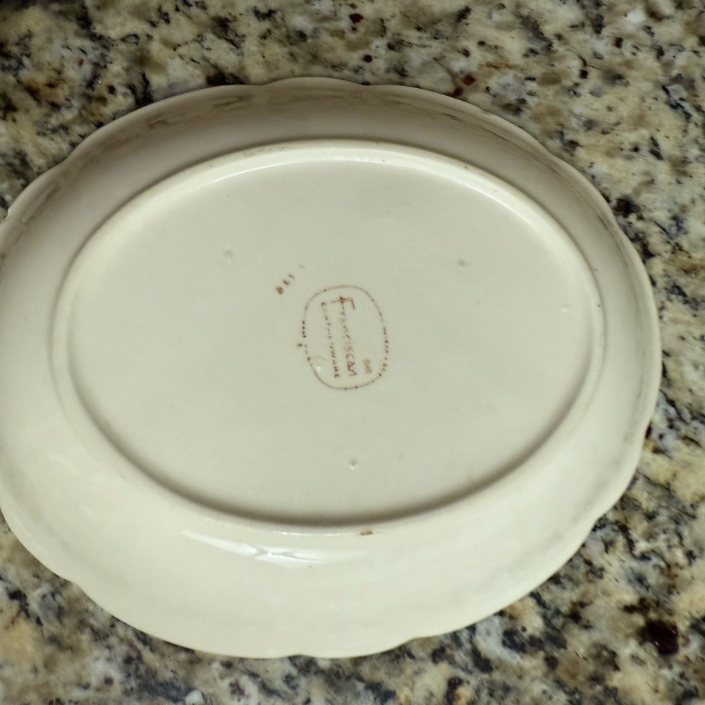 Franciscan Divided Cream Plate with Pink and Green Floral Design - Picture 2 of 3